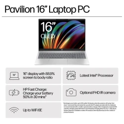 HP Pavilion Laptop 16-af0009nm16" FHD, U5-125U 1.3/4.3GHz16GB DDR5, 512GB SSD, Aluminium - thumbnail 1