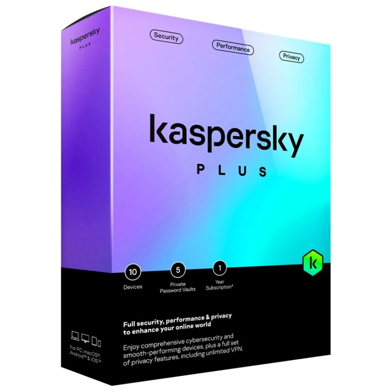Kaspersky Plus 1 uređaj 1 godina – Antivirus u realnom vremenu, Zaštita plaćanja, VPN, Menadžer lozinki - image 1