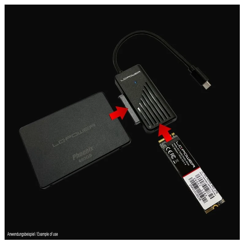 LC-Power Adapter za SATA NVMERaznovrsne opcije povezivanja2.5" ili 3.5" adapter, USB-C - image 1