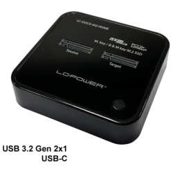 LC-Power Docking station NVMEM.2 SSD, USB-C port, 2x SSD-a,Transfer rate do 10 Gb/s - thumbnail 1