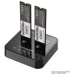 LC-Power Docking station NVMEM.2 SSD, USB-C port, 2x SSD-a,Transfer rate do 10 Gb/s - thumbnail 3