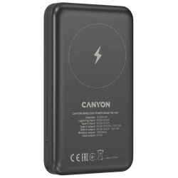 Canyon Eksterni punjač PB-1001 10000 mAh, 18W PD, QC 3.0, Bežično punjenje 10W, Crni - thumbnail 6