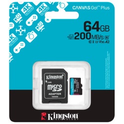 Kingston 64GB microSDXC Canvas Go Plus Gen4 - 200MB/s, Adapter, A2, U3, V30 - thumbnail 3