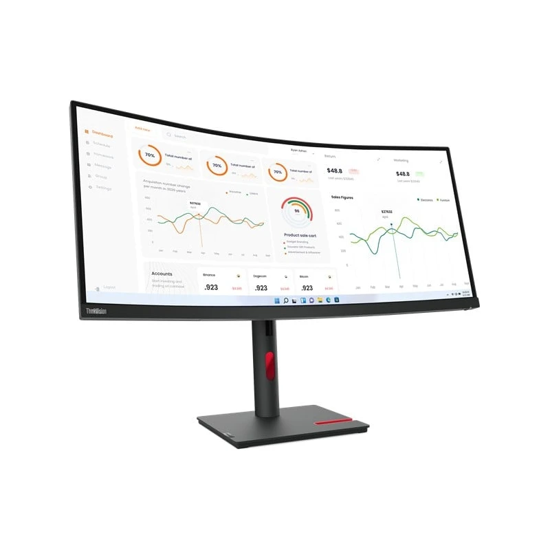 Lenovo Monitor ThinkVision T34w-30 - 34" zakrivljeni VA, UWQHD, 350 nita, USB-C, ERGO - image 1