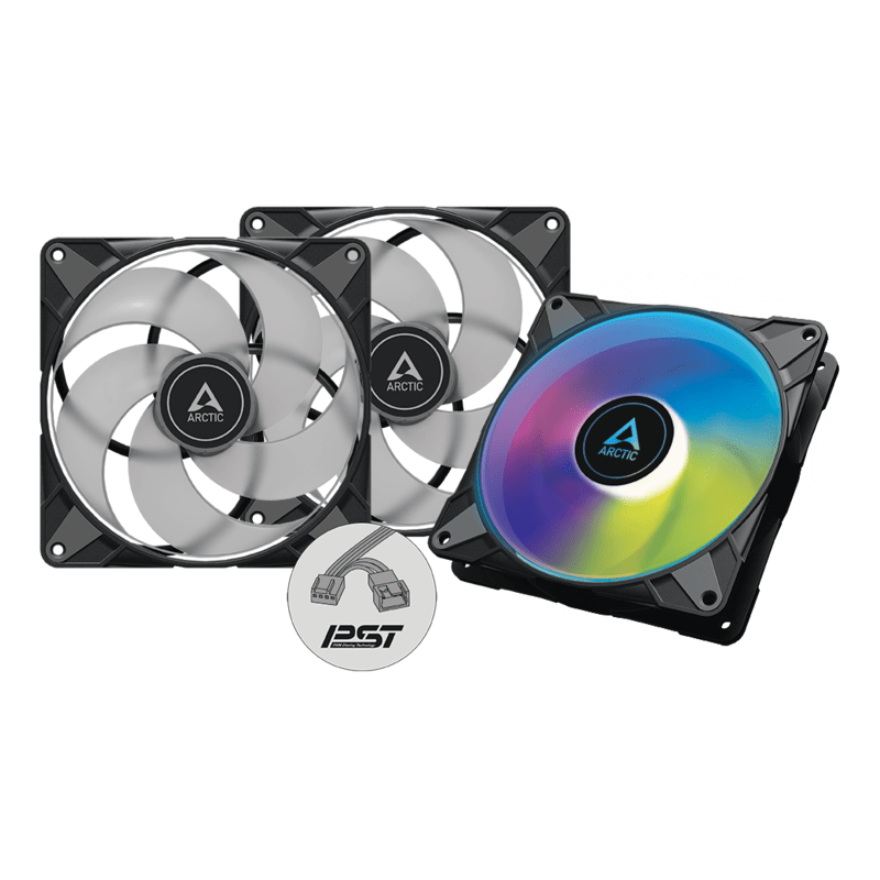 Arctic Fan P14 PWM PST A-RGB black, 3 packpressure-optimised, semi-passive - image 1
