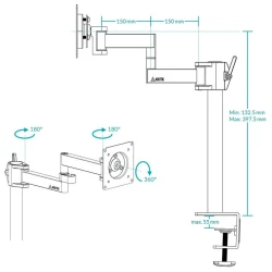 Arctic X1 nosač za monitoredesk mount monitor armhorizontalno podešavanje - thumbnail 3