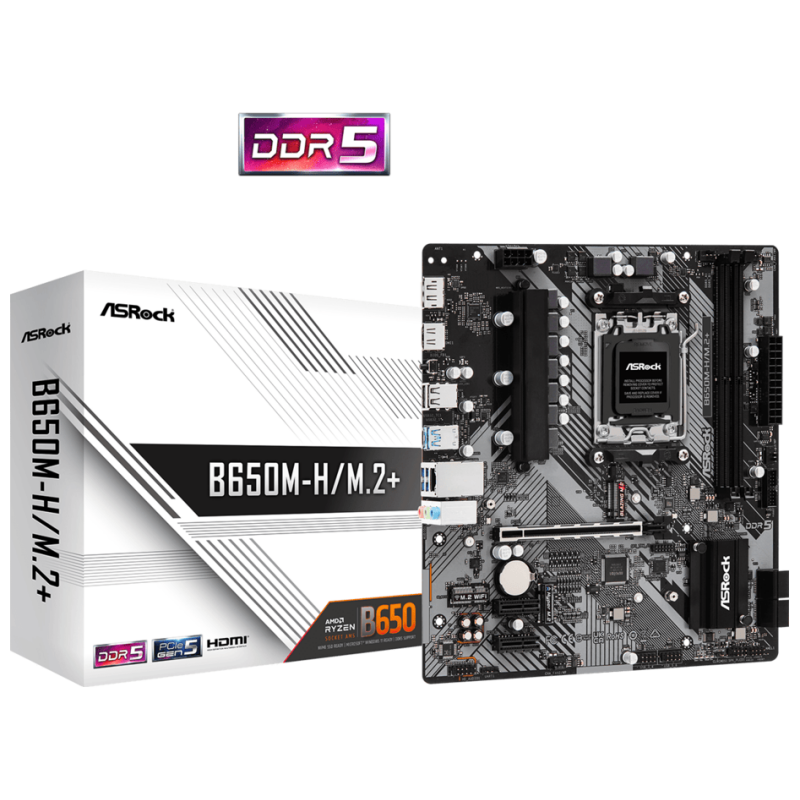 ASROCK MB B650M-H/M.2+AMD B650, AM5, 2xDDR5, 2xM.24xSATA, HDMI, DP, microATX - image 1