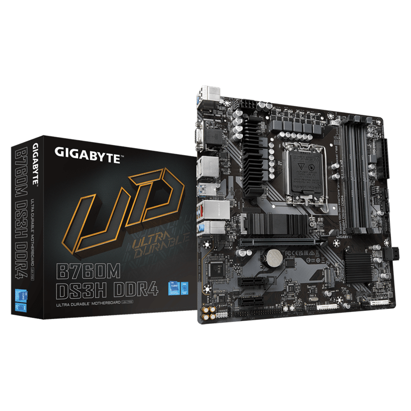 Gigabyte MB B760M DS3H DDR4LGA1700; 4xDDR4; 2xM.2, 4xSATA6xUSB; VGA, HDMI, 2xDP; - image 1