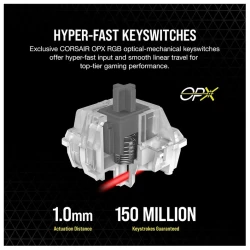 Corsair K100 RGB KeyboardOptical-Mechanical GamingCorsair OPX Switch, Black - thumbnail 3