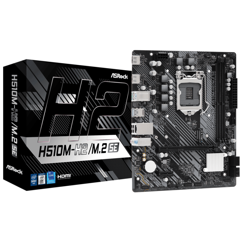ASROCK MB H510M-H2/M.2 SEIntel H470, LGA1200, 2xDDR44xSATA, M.2, 2xHDMI, RAID, microATX - image 1