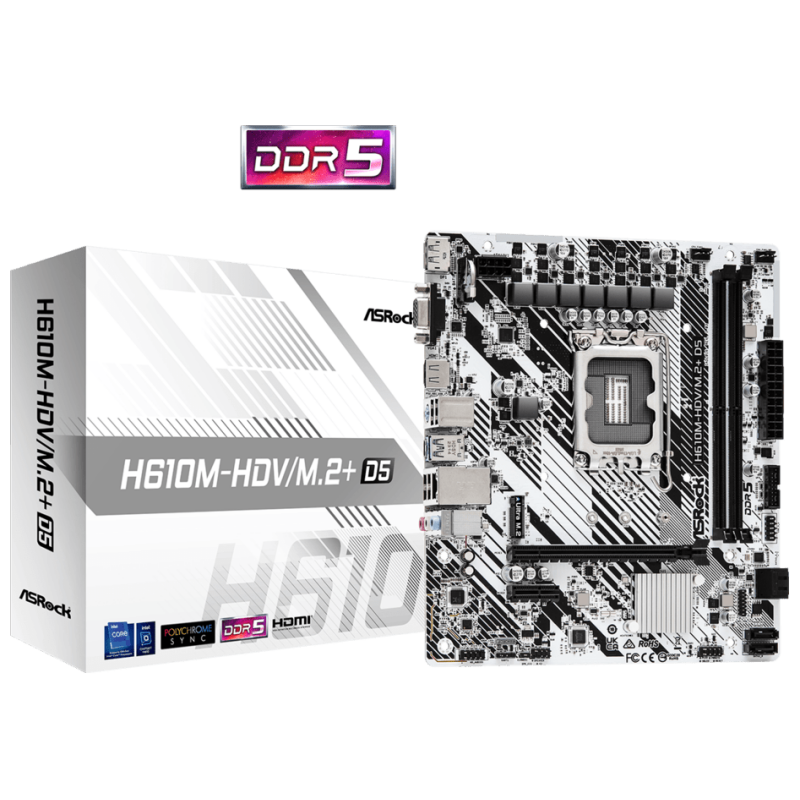 ASROCK MB H610M-HDV/M.2+ D5Intel H610;2xDDR5;VGA,HDMI,DPmicro ATX - image 1