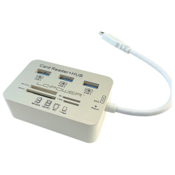 LC-Power USB Type-C Hub3x USB 3.0 type A, card readersd(hc), t-flash, M2, MS Duo cards - thumbnail 1