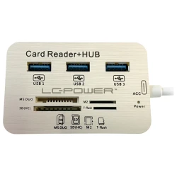 LC-Power USB Type-C Hub3x USB 3.0 type A, card readersd(hc), t-flash, M2, MS Duo cards - thumbnail 2