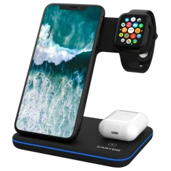 Canyon Bežični punjač HEXAGON 110 Tamno sivo plavi, brzo punjenje, kompatibilan sa Qi uređajima, tanak dizajn, LED indikator - thumbnail 1