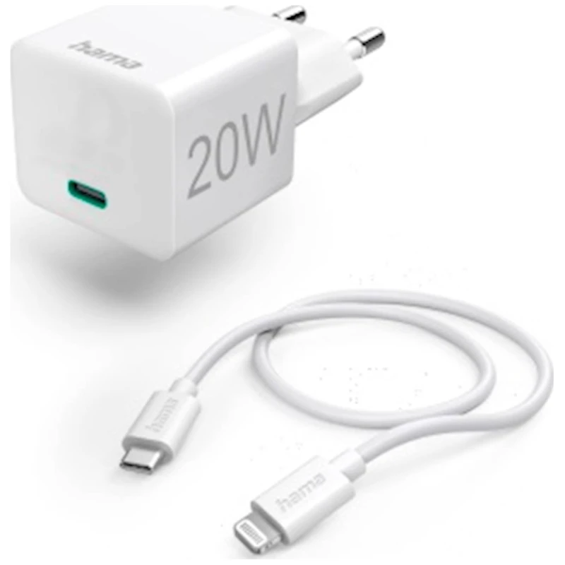 Punjač set HAMA za Iphone, 20W, 1m, bijeli - image 1