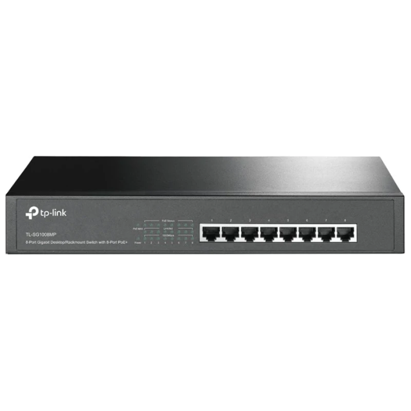 TP-Link 8-Port Gigabit PoE+ Prekidač - 8x RJ45, 126W PoE, Rack, Čelično kućište - image 1