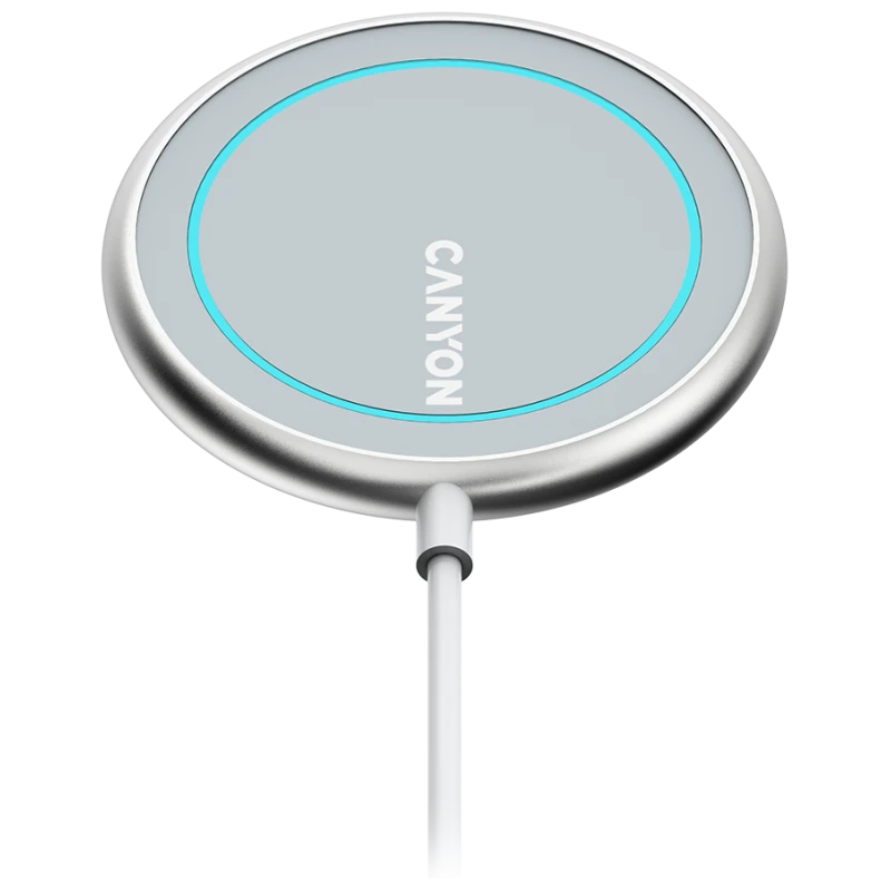 Canyon Bežični punjač WS-100 15W Magnetni Srebrni – Brzo punjenje, Magnetno pričvršćivanje, 15W snaga, Elegantan dizajn - image 1