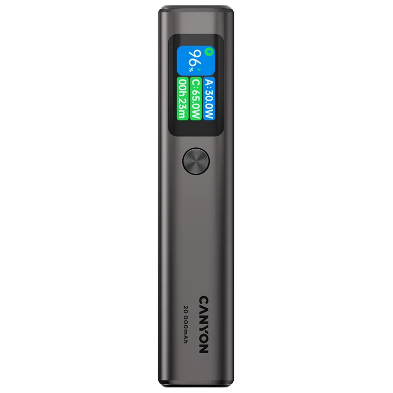 CANYON Eksterni punjač OnPower 230 TFT 20000 mAh, PD 130W, tamno sivi - image 1