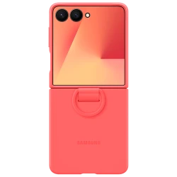 Samsung Silikonska maska s prstenom za Galaxy Z Flip7, crvena, fleksibilna zaštita, udoban prsten - thumbnail 4