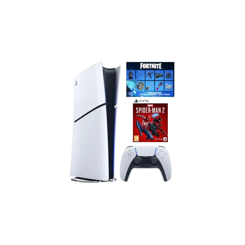 Konzola Playstation 5 Slim Digital + Fortnite VCH + Marvels Spider-Man 2 SE VCH - image 1