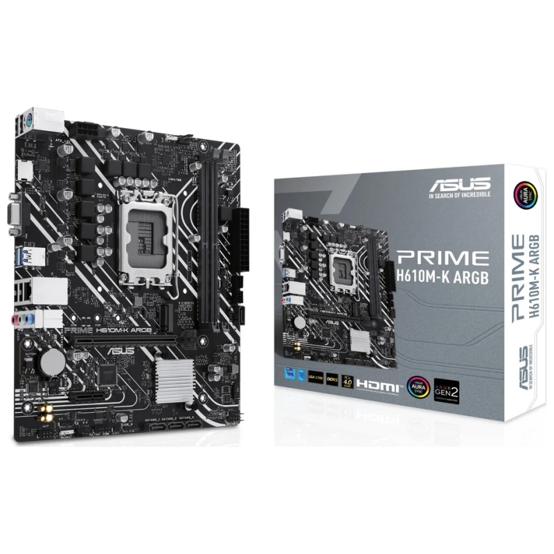 ASUS MB PRIME H610M-K ARGBLGA1700, 2xDDR5, 1x M.2, 6xUSB1x VGA, 1x HDMI, mATX - image 1