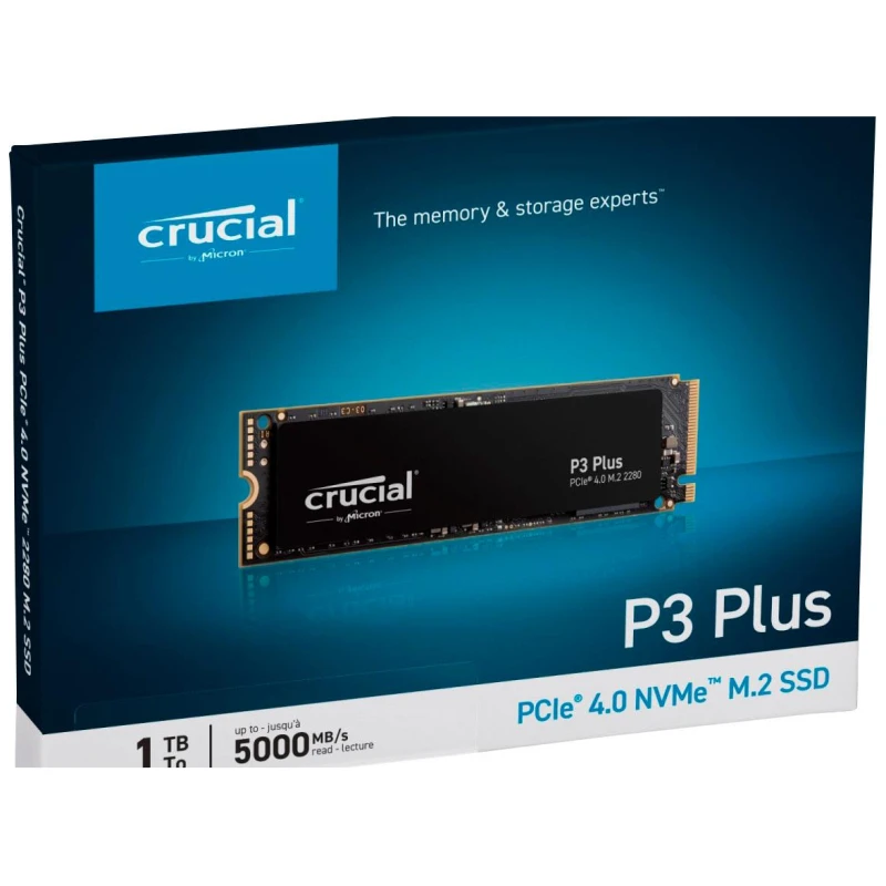 Crucial SSD P3 Plus 1TB NVMe3,5000/3600 MB/s,PCIe Gen 4 x4 - image 1