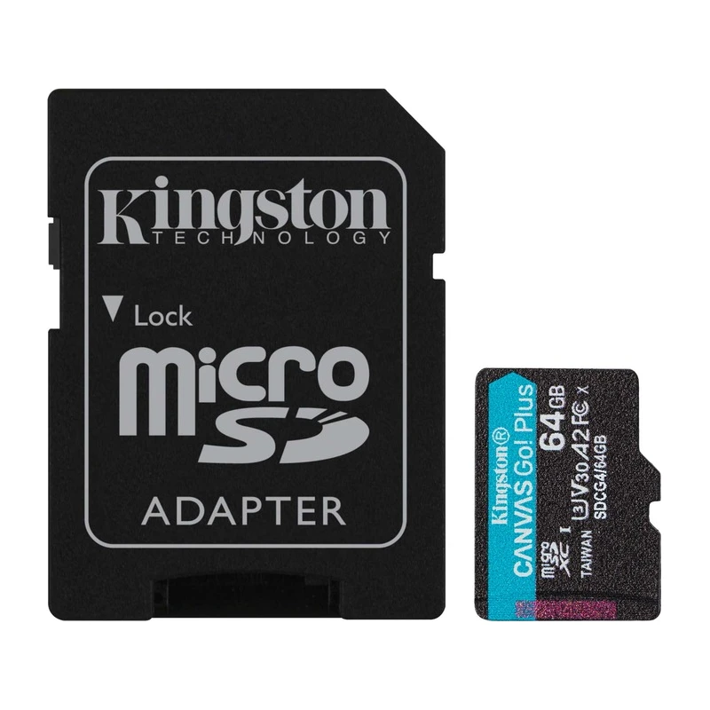 Kingston microSD 128GBCanvasGoPlus, Gen4r/w:200MB/s/160MB/s,with adapter - image 1