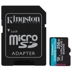 Kingston microSD 256GBCanvasGoPlus, Gen4r/w:200MB/s/160MB/s,with adapter - thumbnail 1