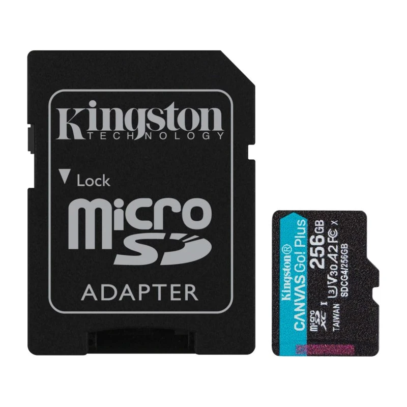 Kingston microSD 256GBCanvasGoPlus, Gen4r/w:200MB/s/160MB/s,with adapter - image 1