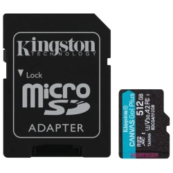 Kingston microSD 512GBCanvasGoPlus, Gen4r/w:200MB/s/160MB/s,with adapter - thumbnail 1