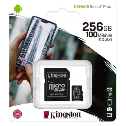 Kingston microSD 256GB Class10Canvas Select PlusSD adapter;100/85MBs,Class 10 UHS-I - thumbnail 1