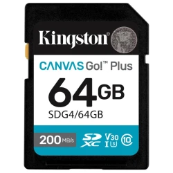 Kingston SD 64GB CanvasGoPlusSDXC,r/w:200/100MB/sDSLRs, mirrorless cameras, 4K video - thumbnail 1