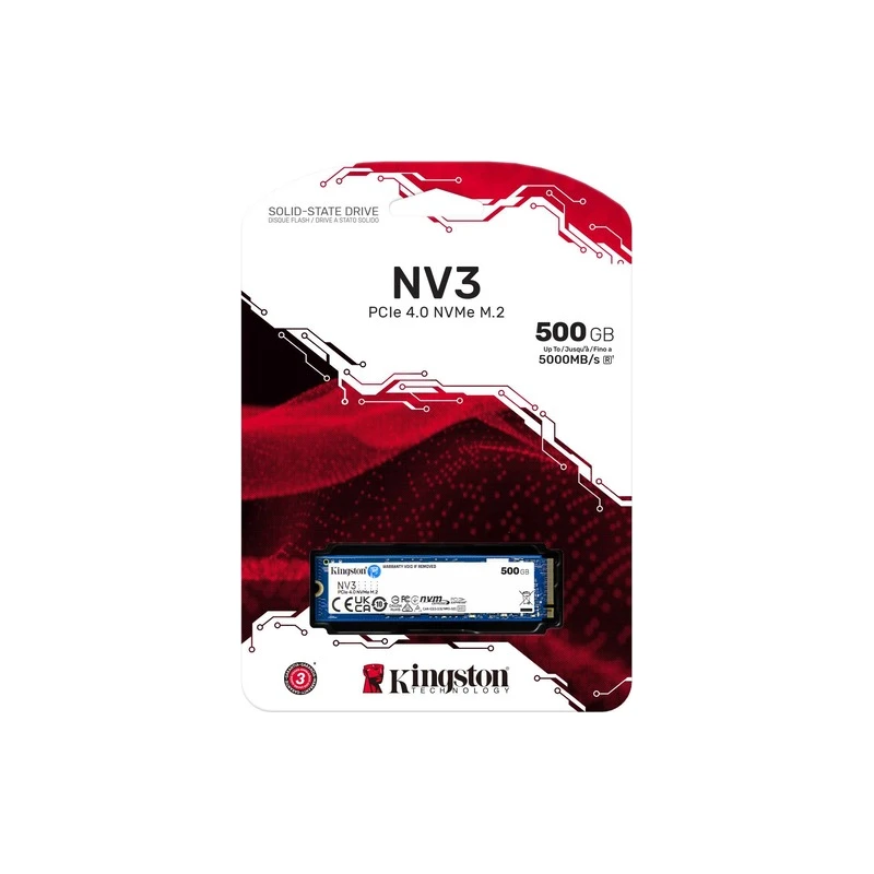 Kingston SSD 500GB NV3NVMe PCIe Gen 4.0x4R/W : 5000/3000MB/s - image 1