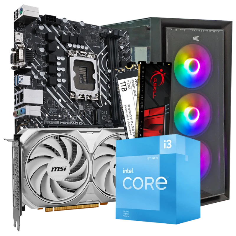 GNC GAMER VOYAGER 2 i3-12100F, H610, 32 GB DDR4, 1TB NVMe, RTX 4060 8GB, PSU 600W, gaming kucište - image 1