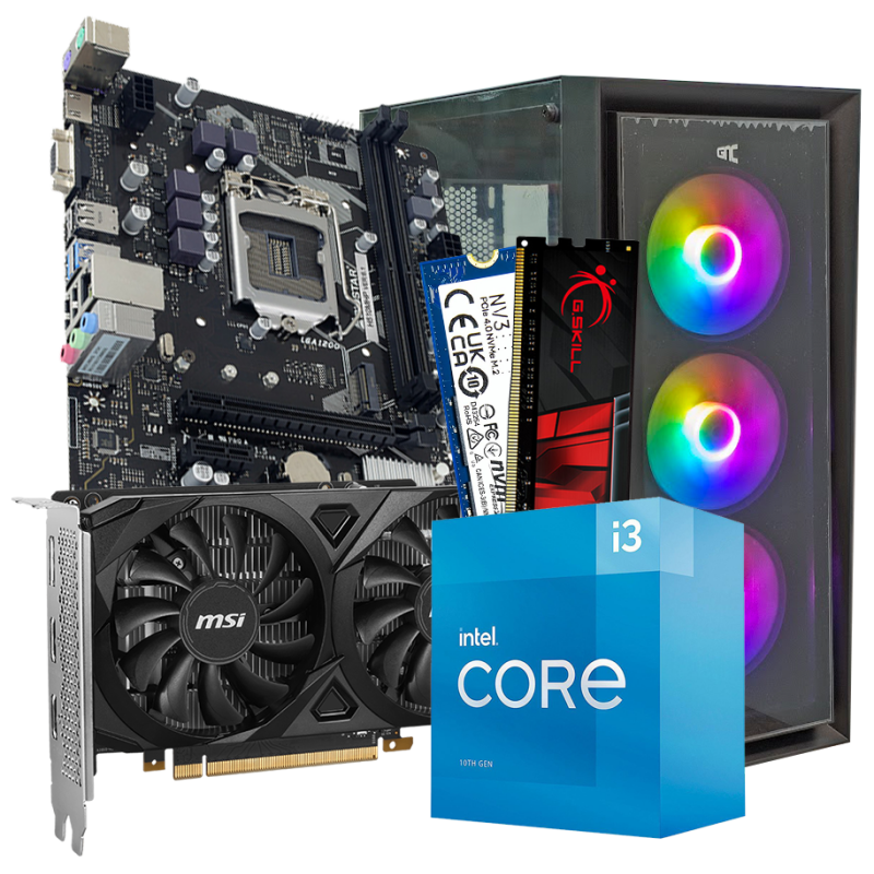 GNC GAMER HYDRA i3-10105 3.70GHz, MB H510, RAM 16GB, 1TB NVMe SSD, RTX 3050 6GB, PSU 500W, GAMING Kućište - image 1