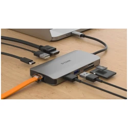 Hub Dlink 8u1 sa USB-C/HDMI/Ethernet/Card DUB-M810 - thumbnail 1