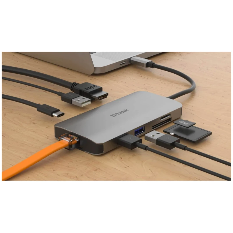 Hub Dlink 8u1 sa USB-C/HDMI/Ethernet/Card DUB-M810 - image 1