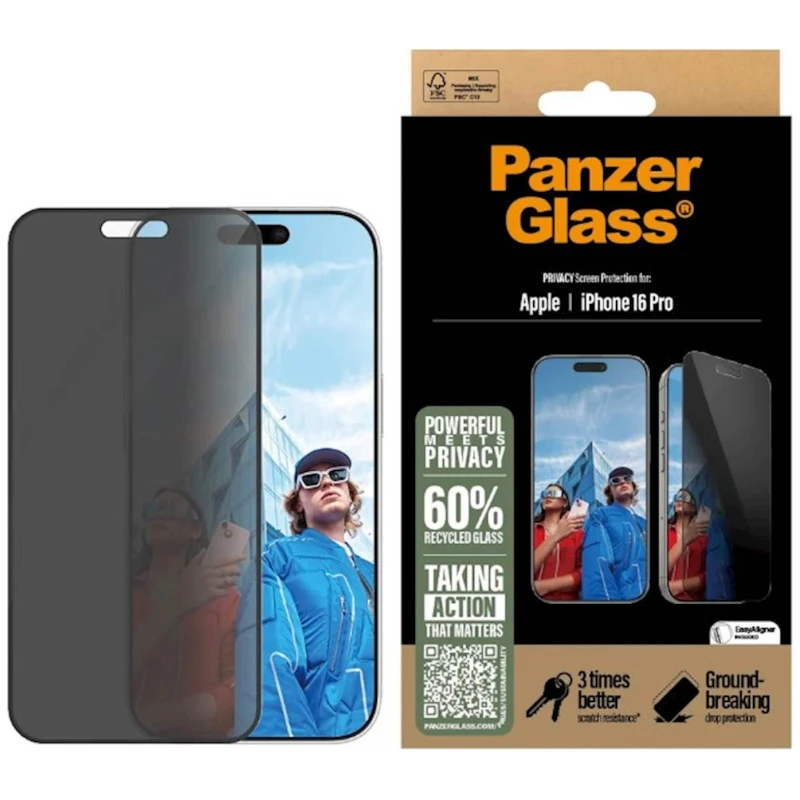 Zaštitno staklo PanzerGlass iPhone 16 Pro Privacy - image 1