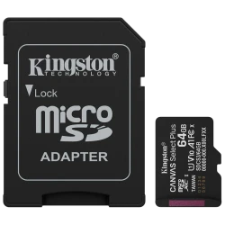 Kingston 64GB Canvas Select Plus microSDXC - 100MB/s, A1, adapter - thumbnail 1