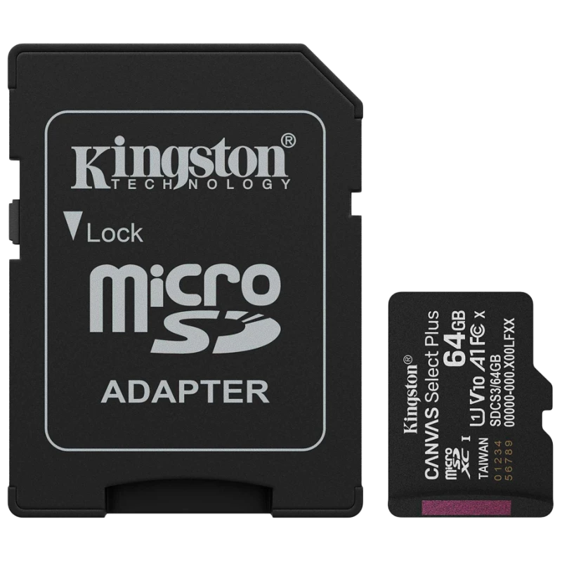 Kingston 64GB Canvas Select Plus microSDXC - 100MB/s, A1, adapter - image 1