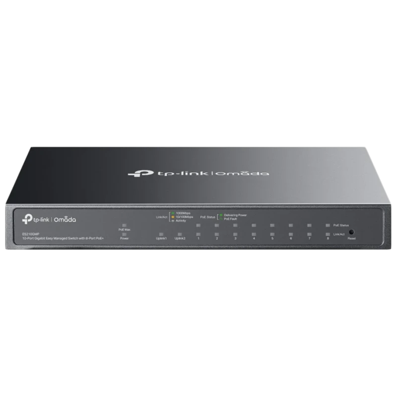 Omada 10-Portni Gigabitni Switch - 8 PoE+, 1 Combo SFP, 123W, Fanless - image 1