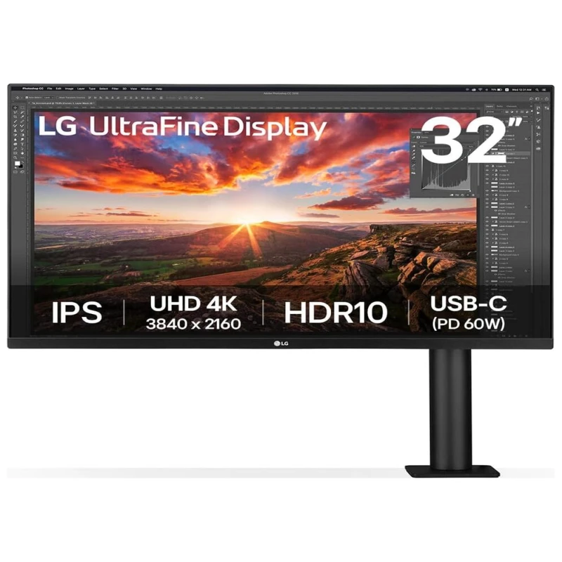 LG 31,5" 32UN880K-B Ergo monit4K 3840x2160, IPS, Ergo stand60Hz, 350cd, 5ms, 2xHDMI, DP, Type-C - image 1