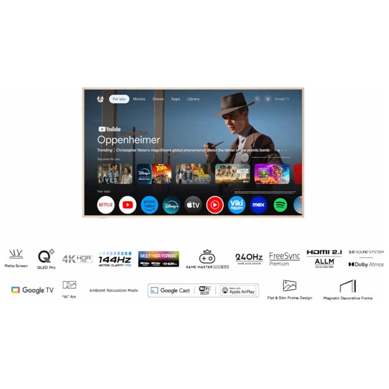TCL 55"A300W NXTVISION 4K QLEDGoogle OS; 144Hz ART TV;Dolby Atmos; Ambient mode; HDMI 2.1 - image 1