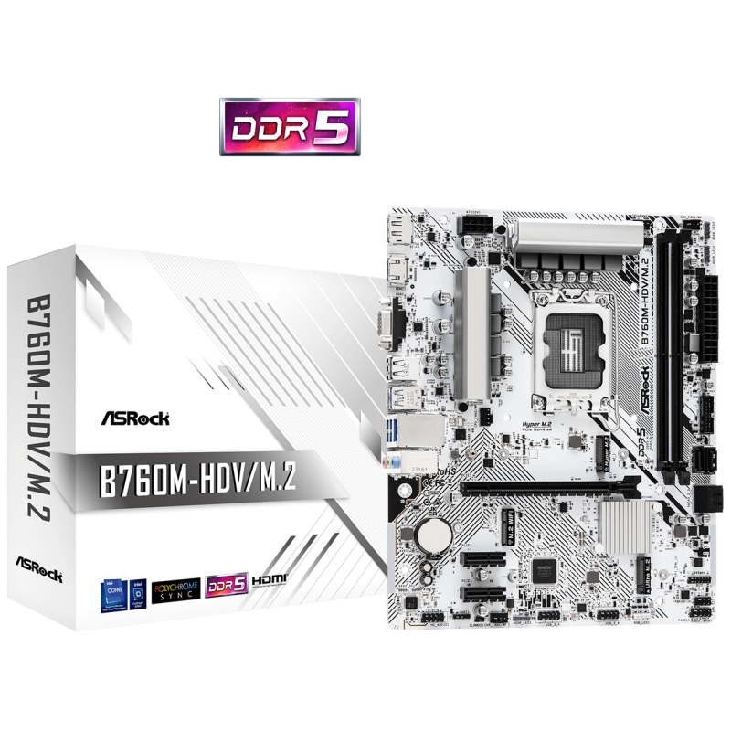 ASROCK Matična Ploča B760-HDV/M.2 - LGA1700, DDR5, 2xM.2, mATX - image 1