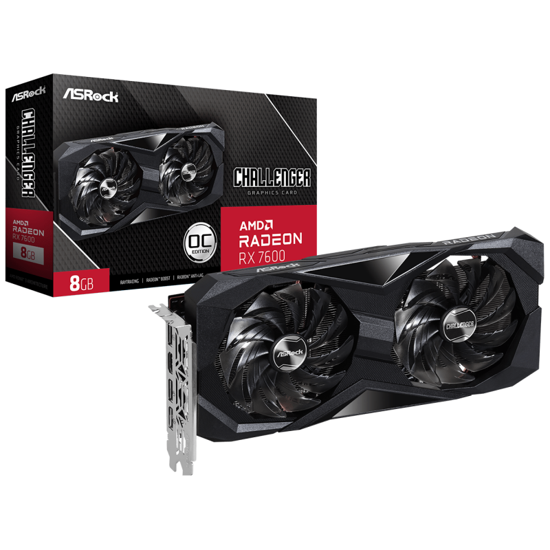 ASROCK VGA RX7600 CL 8GOChallenger, 8GB GDDR6, 128-bit3xDP, HDMI - image 1
