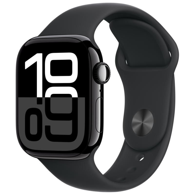 Apple Watch S10 GPS 46mm Jet Black Alu Case with Black Sport Band - M/L - image 1