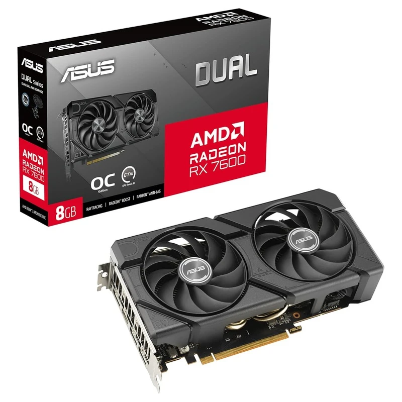 ASUS VGA DUAL-RX7600-O8G-EVO 8GB GDDR6, 128-bit, 3x DP, 1x HDMI - image 1