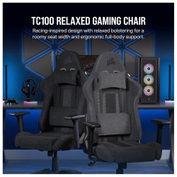 Corsair TC100 Gaming ChairRelaxed, Fabric Black/Black120kg - thumbnail 2