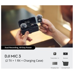 DJI Mic 3 (2TX+1RX+CC)mikrofon, prenos zvuka do 250m5.5h snimanja,48kHz 24 zvuk,OLED zaslon - thumbnail 5