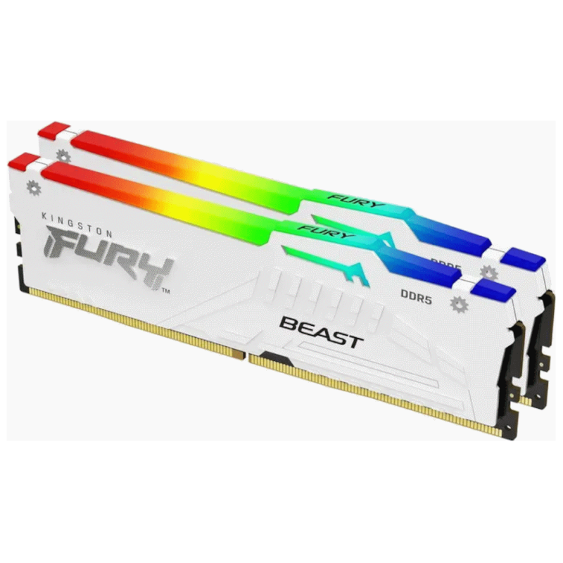 Kingston 32GB 6000MHz DDR5WRGBWhite RGB,Fury Beast (2x16GB), CL30, EXPO,XMP,1RX8, 288-pin 16Gbit - image 1